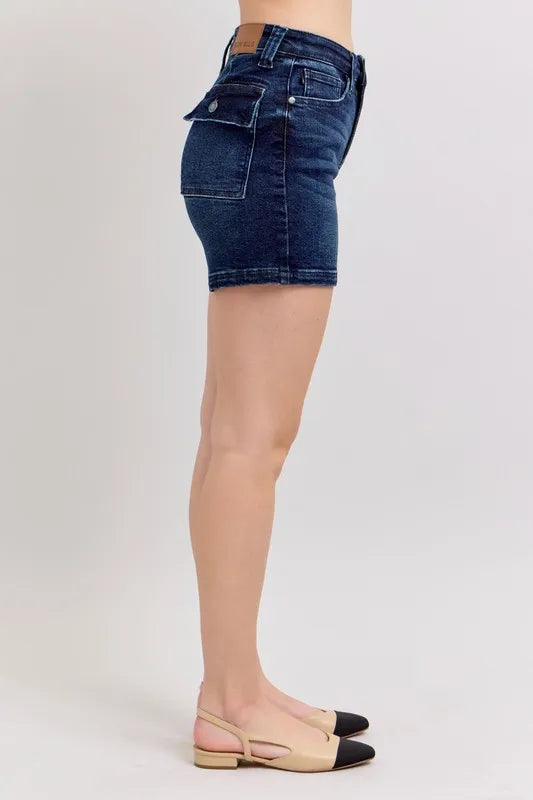 Judy Blue Full Size High Waist Back Flap Pocket Denim Shorts Plus Size c297383db9e747b3be0fd6ac4b89a78b-Max-Origin