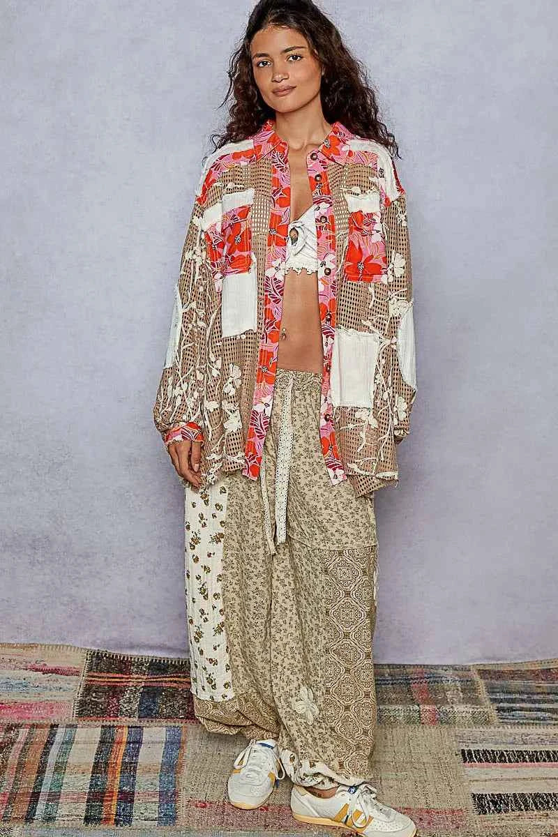 POL Floral Print Crochet Button Up Shirt c2d89e62-790d-46e0-a1ed-73f3bf4240cf-Max-Origin