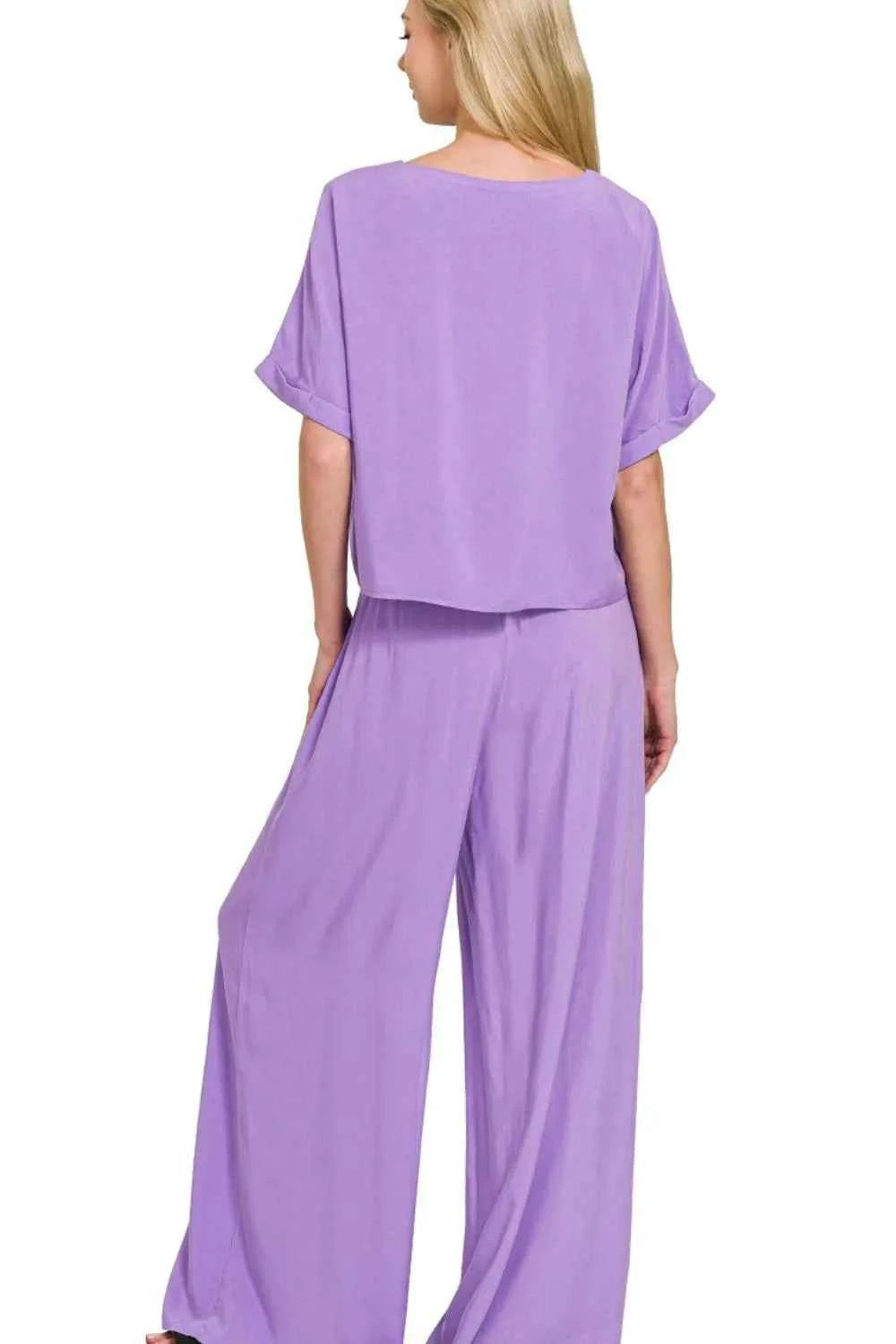 Zenana Round Neck T-Shirt and Wide Leg Pants Set c3070dfa-8131-4425-9c6e-bf3cca1c0813-Max-Origin