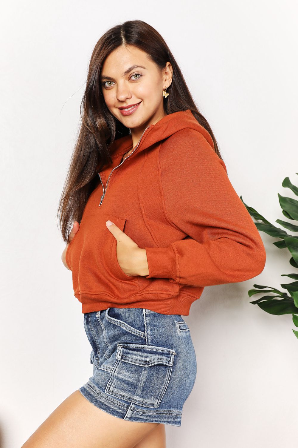 Double Take Half-Zip Long Sleeve Hoodie c318abe8e1934ec684dfd4917ff9f307-Max