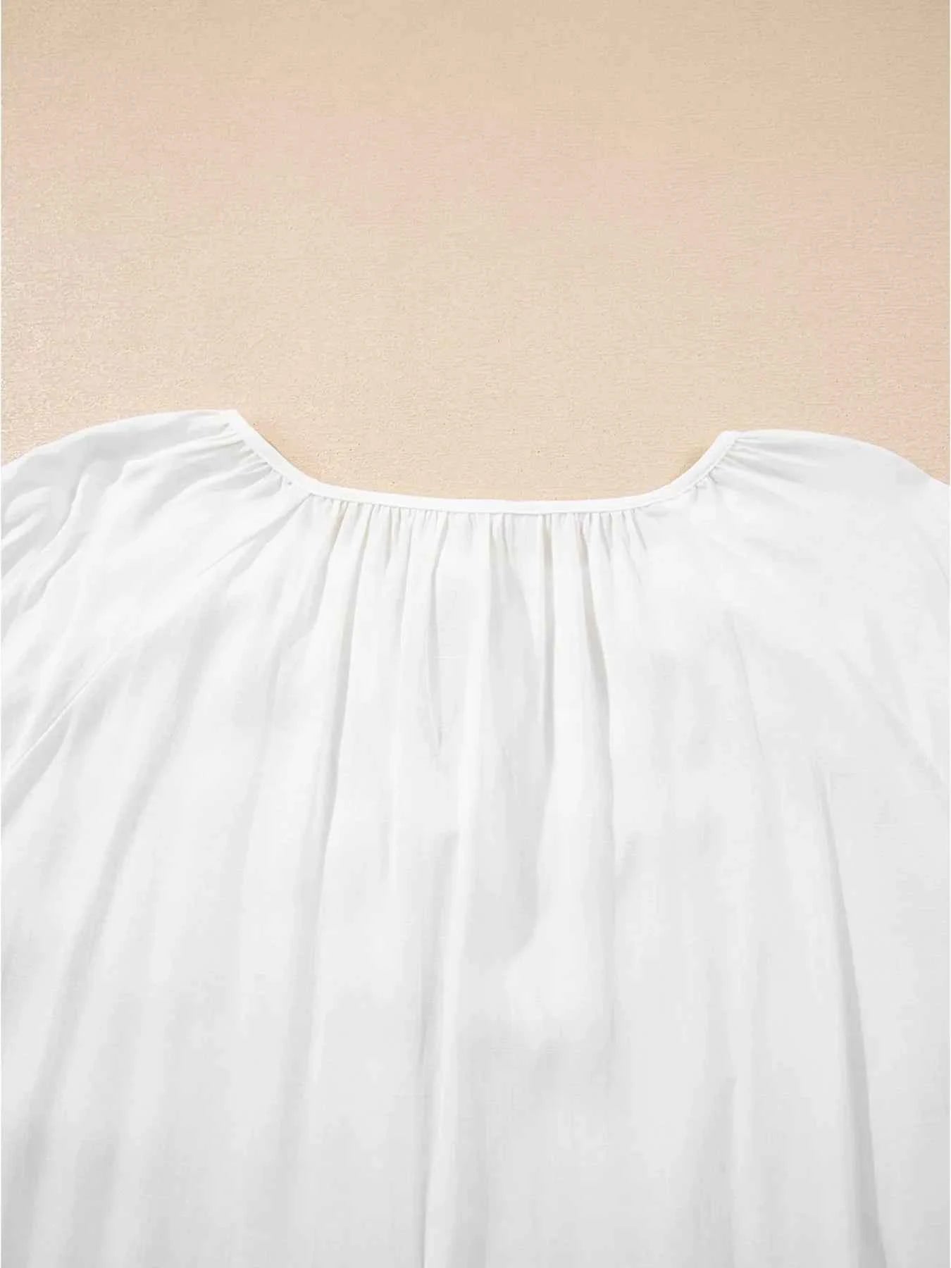 Floral Embroidered Tie Neck Blouse c35e7131c08a41099f36f7cde0f52581-Max-Origin