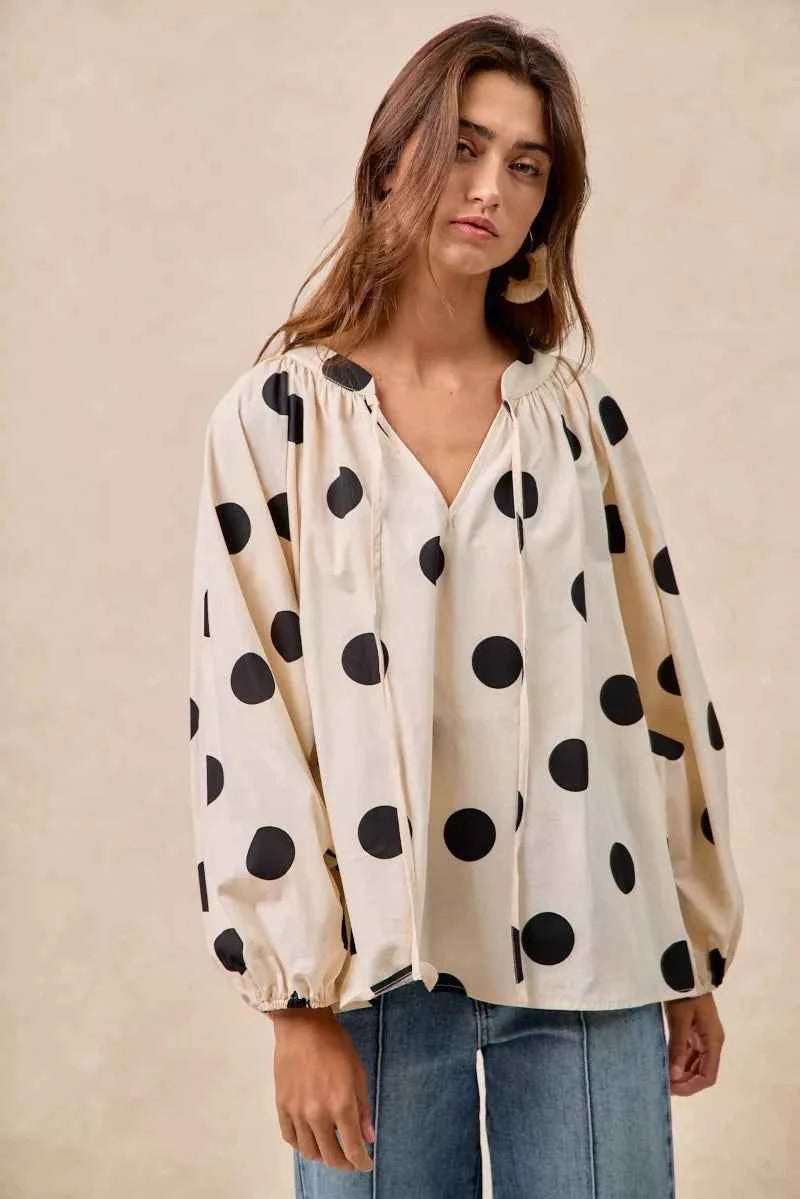 BiBi Polka Dot Exaggerated Balloon Sleeves Blouse c3b57171901c4eb4801b8a90ff8f405a-Max-Origin
