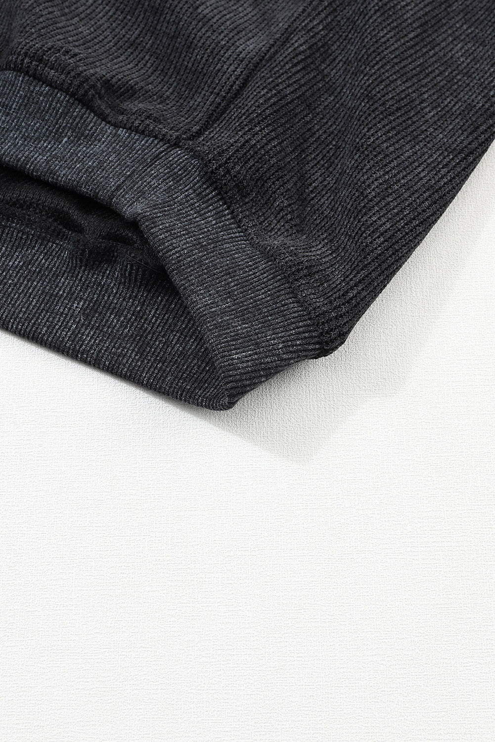 Green Ribbed Round Neck Drop Sleeve Pullover Sweatshirt c3d2eaaa55656ff0