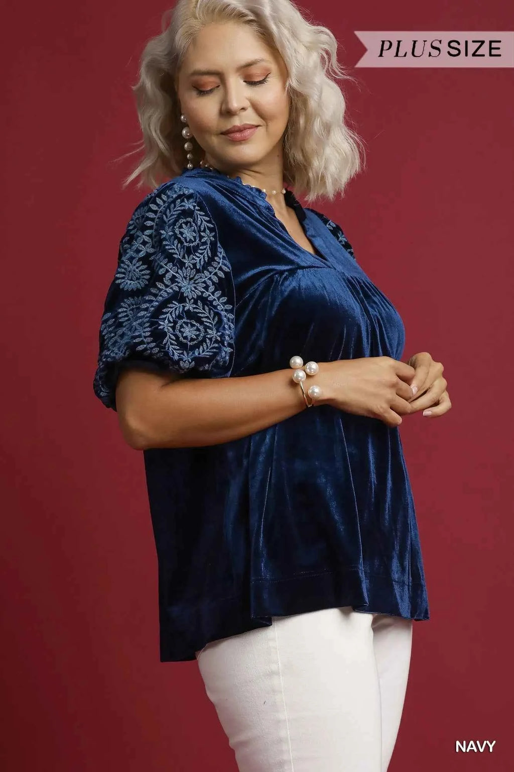 Umgee Full Size Velvet Embroidered Sleeve Blouse Plus Size c3d57eb8-d4d9-455f-beca-df1292f18aba-Max-Origin