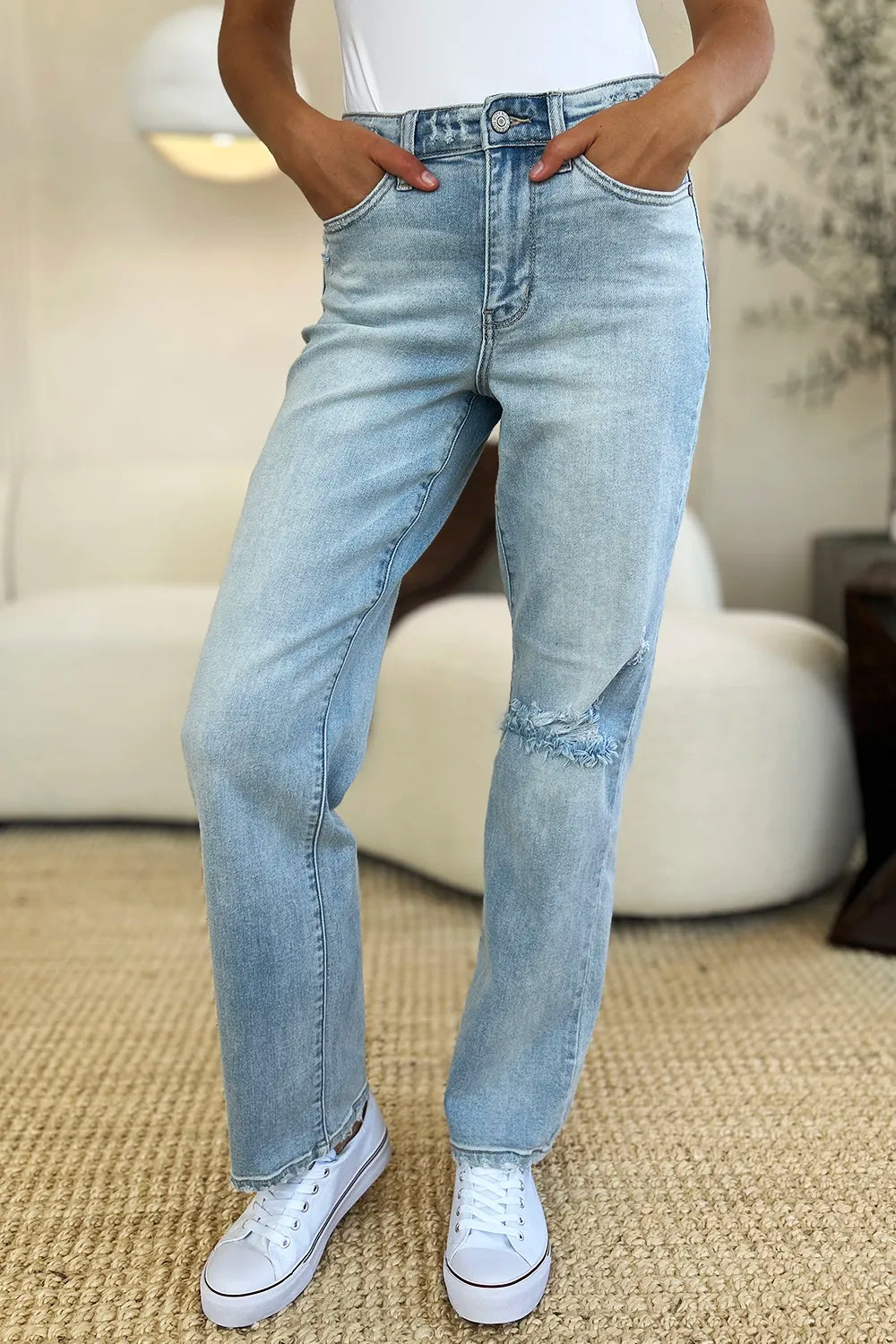 Judy Blue Full Size High Waist Distressed Straight Jeans c3d70efe-a01c-4048-adb0-6d1644286a09-Max