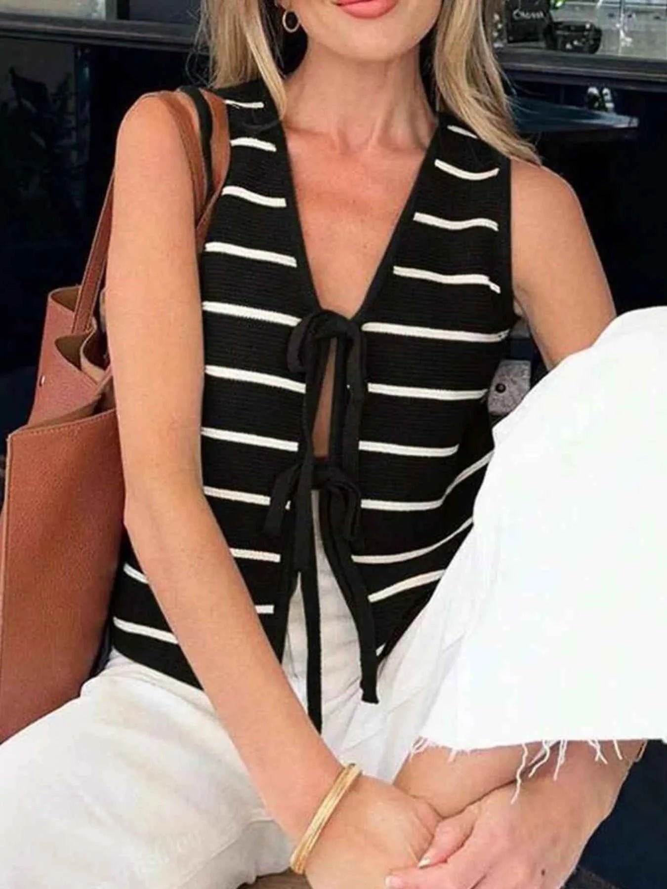 Tie Front Striped Sweater Vest Stripe c3f75043-4991-486e-8127-e938e3631e25-Max-Origin