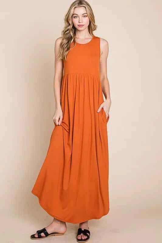 BOMBOM Sleeveless Maxi Dress with Pockets RUST c40a0b70b07044208647420923433489-Max-Origin