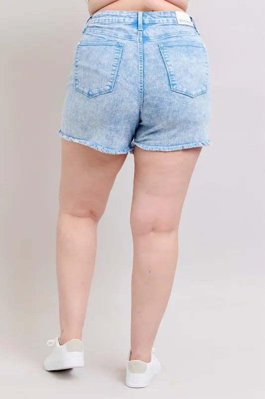 Judy Blue Full Size Mid Rise Garment Dyed Denim Shorts Plus Size c41fc867-20fc-4ce2-be49-84671aa36ee0-Max-Origin