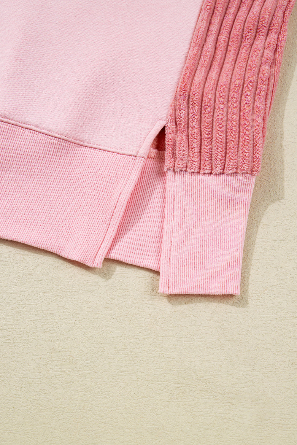Light Pink Sequin Nutcracker Textured Sleeve Patchwork Sweatshirt c4240348afbd15b2
