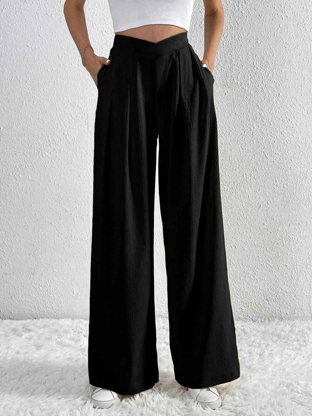 V-Waisted Ruched Front Wide Leg Pants c43014358ab74a4d8c76ac3c20fe1539-Max-Origin