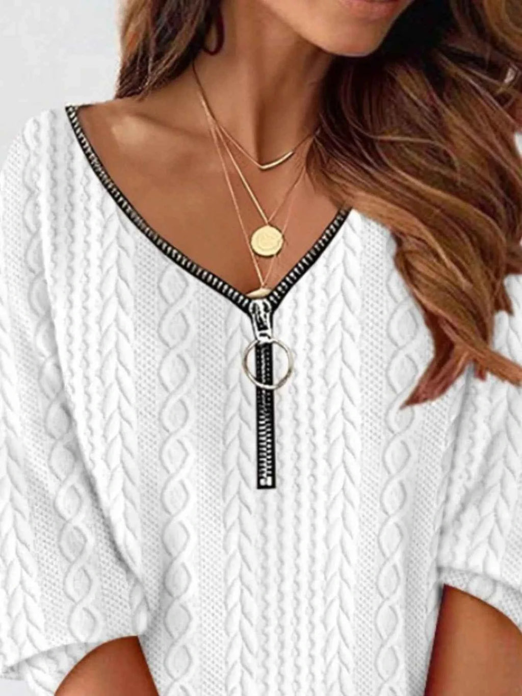 Zip Detail Textured Knit Mini Sweater c45ad8ee-6268-4feb-aa01-ba20eb85cb20-Max-Origin