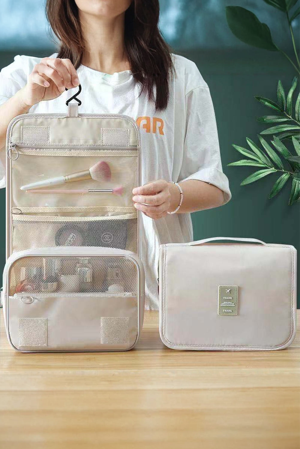 Apricot Multi-functional Make Up Organizer Travel Toiletry Bag c473061a428ed008