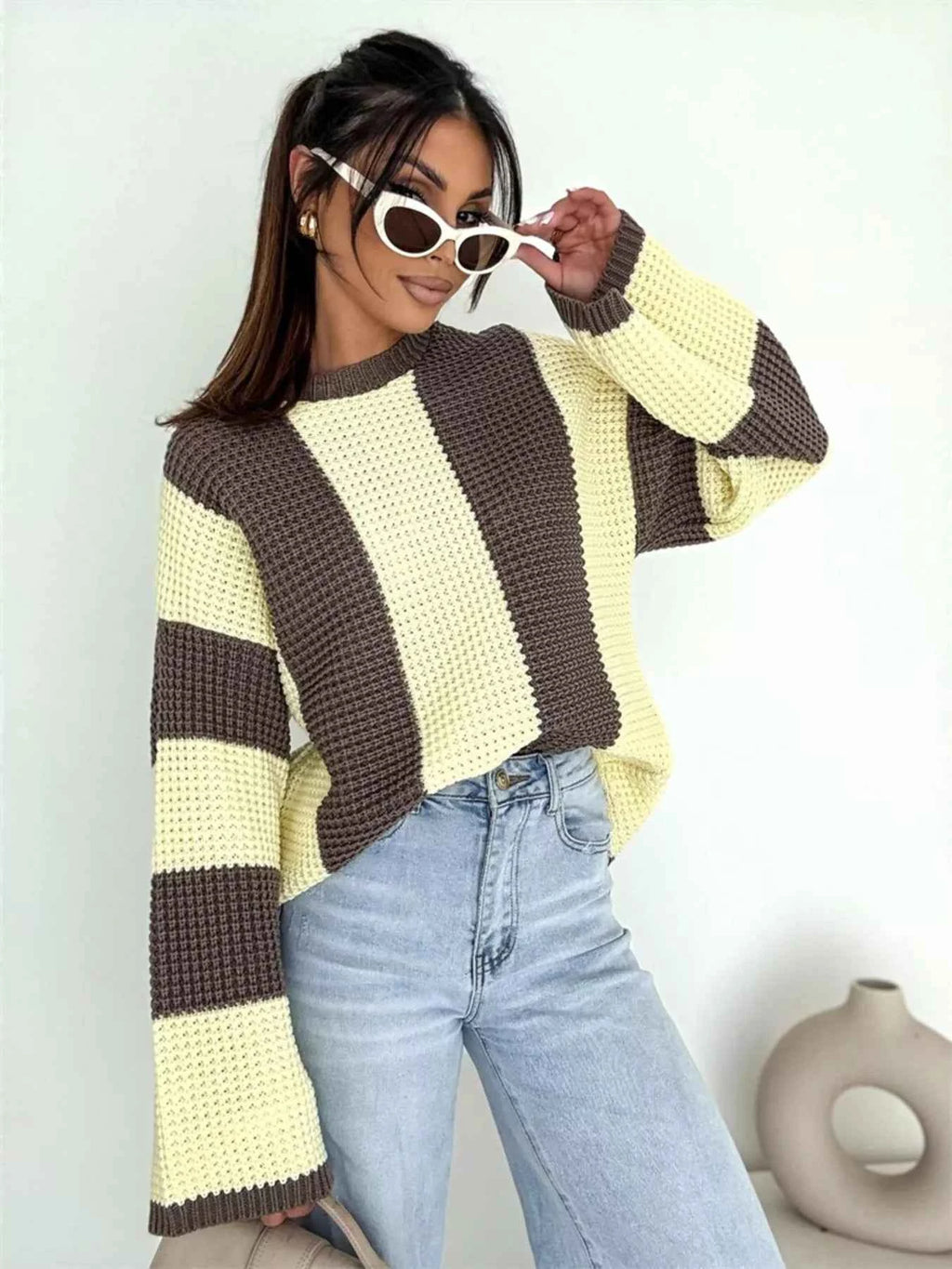 Color Block Long Sleeve Sweater c4743df84e234e9d8fafb854018076dc-Max-Origin