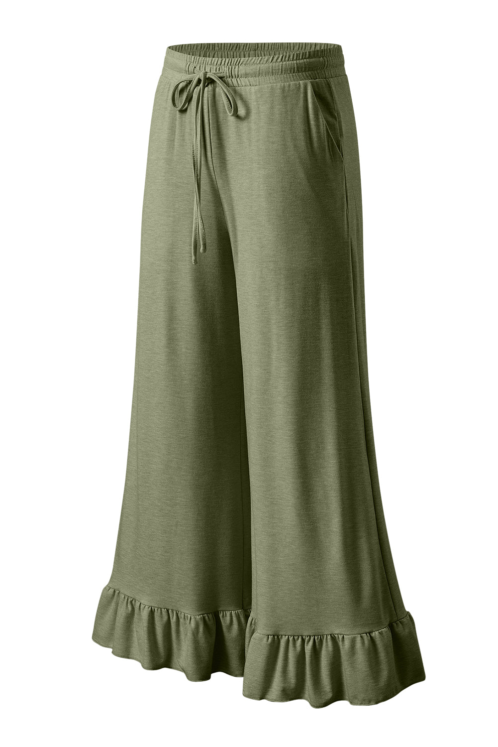 Dune Solid Color Ruffle Hem Wide Leg Pants c4a45eaed721496e