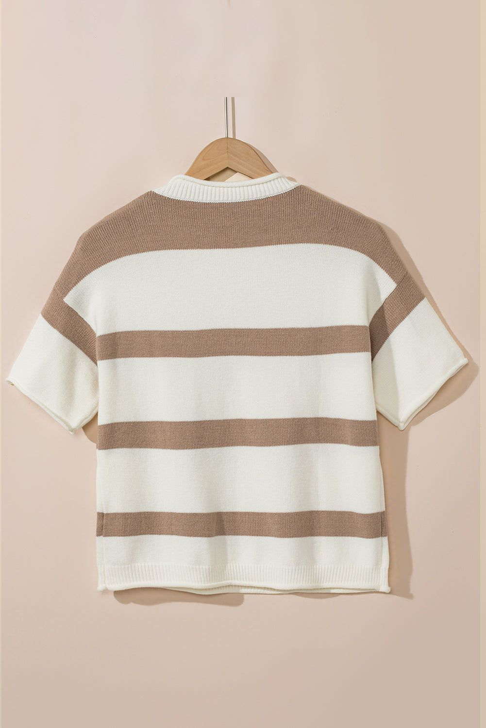 Khaki Striped Drop Shoulder Knitted Top c4f0d1c4eb5520c3