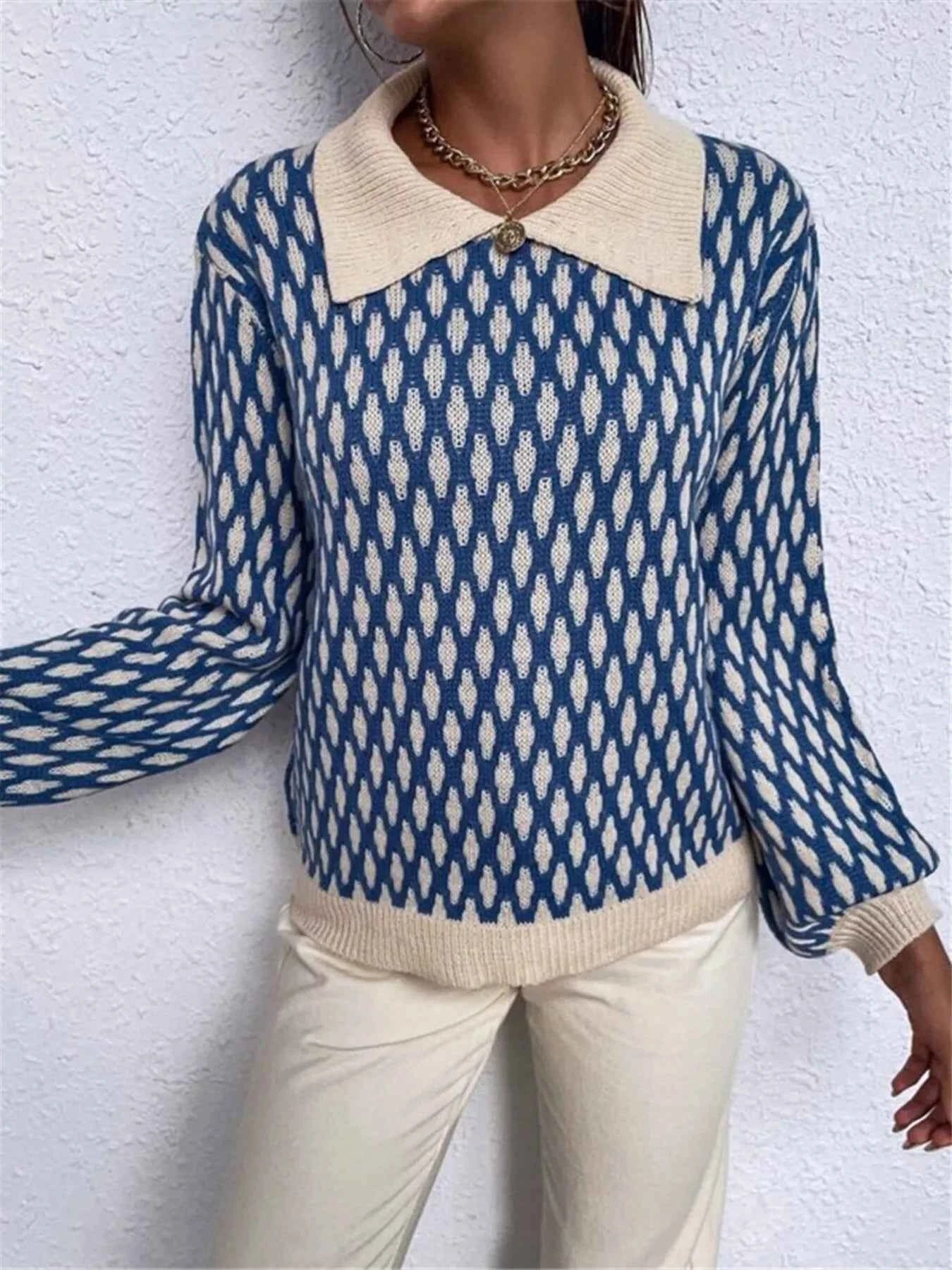 Diamond Pattern Peter Pan Collar Sweater c506d092defb42aab75ea0453166529c-Max-Origin