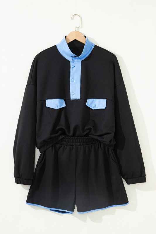Colorblock Patchwork Pullover and Shorts Set c50a3fb3-8b99-41c1-a467-de00bb8644ce