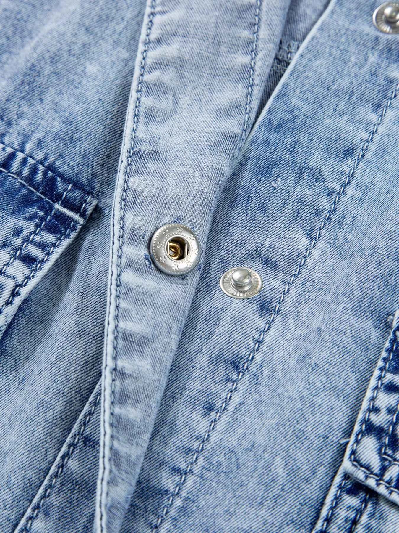 Chest Pocket Raw Hem Denim Loose Shirt Dress c51454e19f07411088b3cd80a46bdc05-Max-Origin