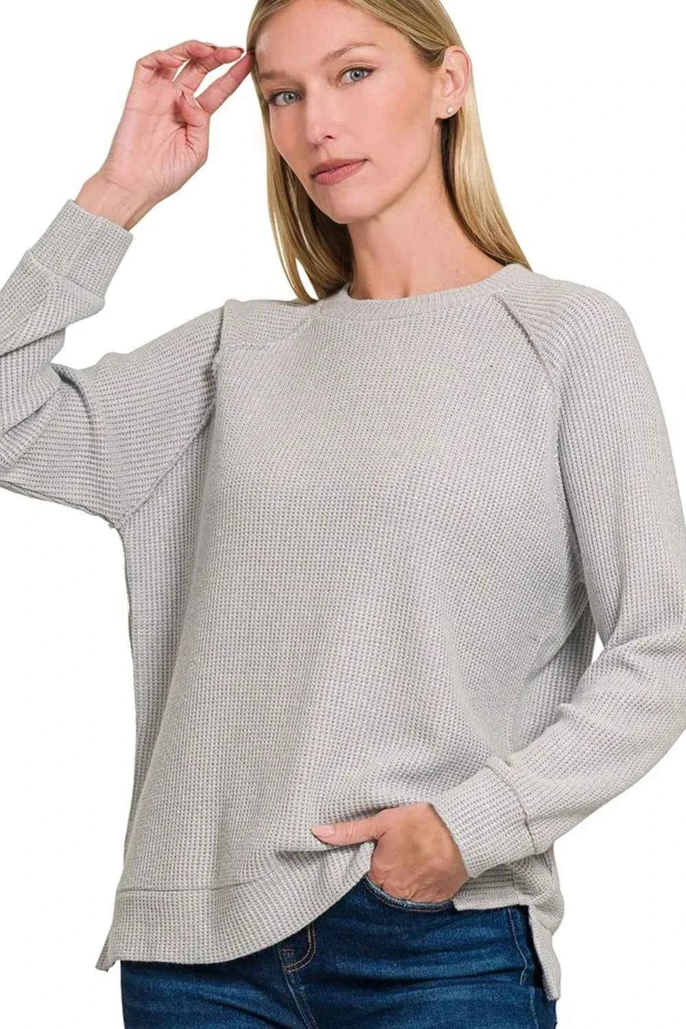 Zenana Round Neck Raglan Long Sleeve Sweater H GREY c5431119-e7da-4b3b-8e63-f8ca4edd8287-Max-Origin