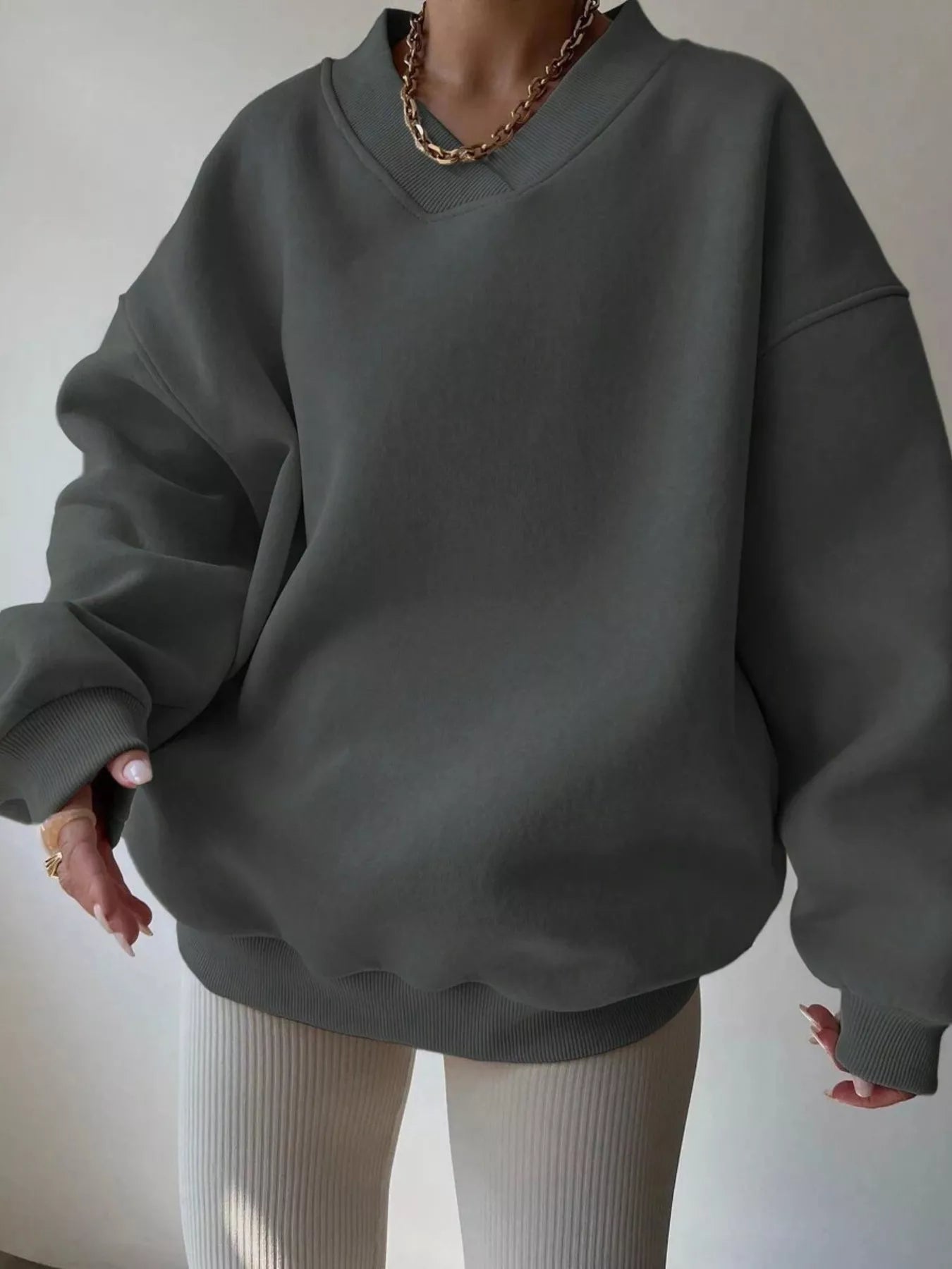 Dropped Shoulder Long Sleeve Oversized Sweatshirt Dark Gray c55fd011b8954d1da8b918c6cd7e5e8c-Max-Origin