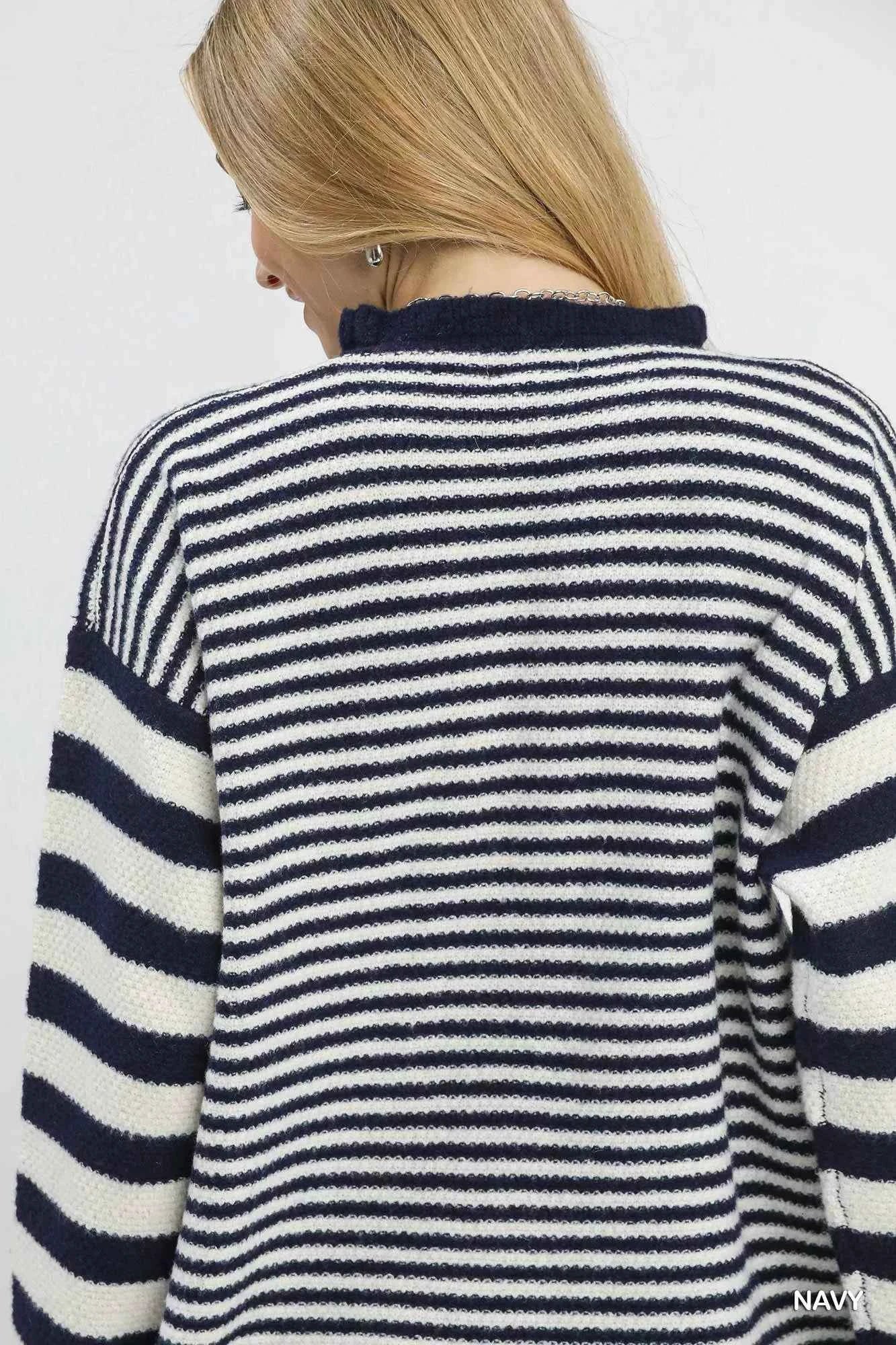 Umgee Ruffle Neck Stripe Sweater c5650dca-6c65-48ce-856e-2e54662f4b69-Max-Origin