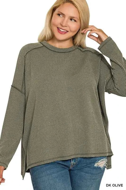 Zenana Full Size Exposed Seam Long Sleeve Corded Rib Knit Top Plus Size c58c781a-cc9e-4189-869e-070c15fbe600-Max-Origin