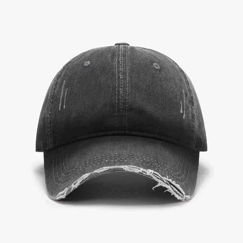 Distressed Washed Adjustable Baseball Cap Black One Size c59e0673-3e12-4b63-b6e7-a34231a6c7ca-Max