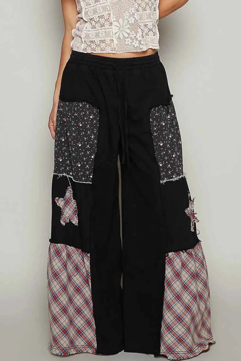 POL Drawstring Star Patch Contrast Wide Leg Pants Black c5e07d3f-1dd1-474a-9fd8-efbe807dd7ff-Max-Origin