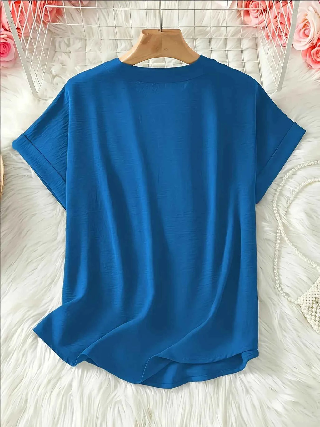 Casual Notched Short Sleeve Blouse c5e6b796080641a09736e841fe0e2962-Max-Origin