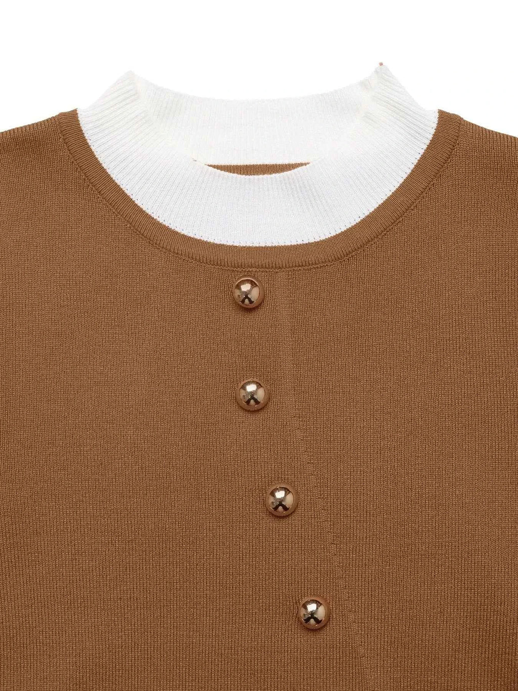 Decor Button Contrast Hem Knit Top c62b58da7d7444cb87f941caea96c2c0-Max-Origin