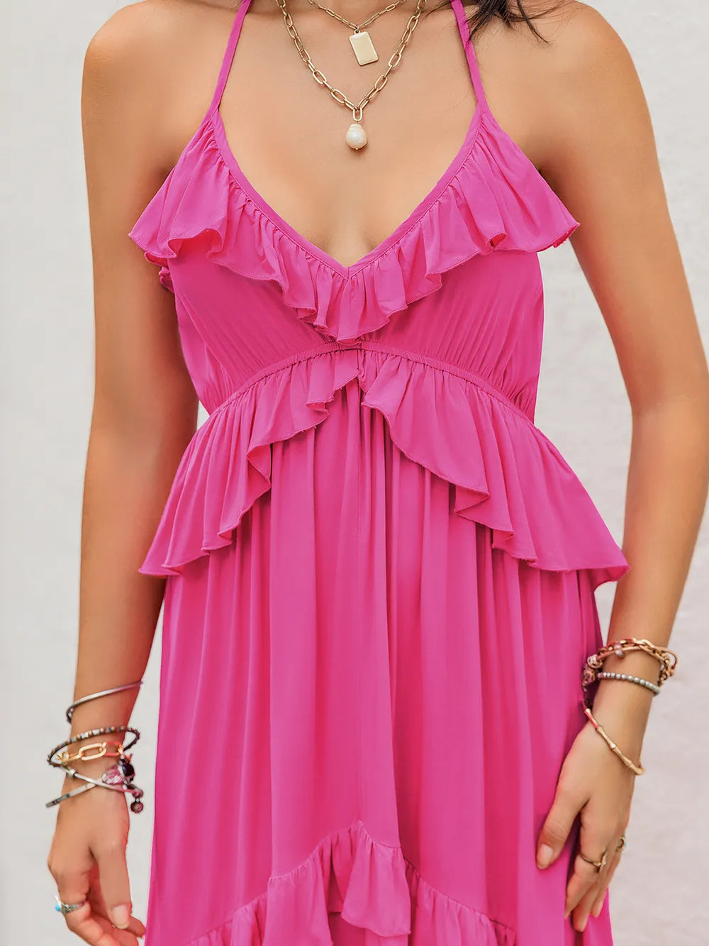 Ruffled Halter Neck Maxi Dress c6ea0f92-4cb6-41c1-a06b-2ef8d0fe7062-Max
