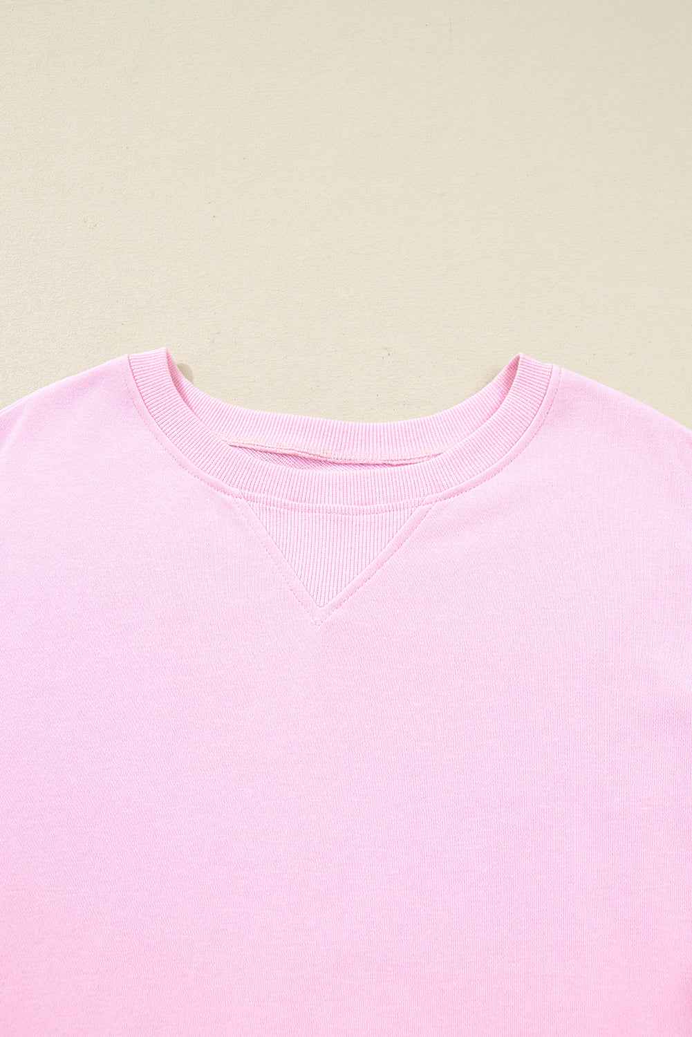 Pink Plus Size Mix Floral Patched Sleeve Ribbed Trim Baggy Sweatshirt c6eb5938a3bdb371