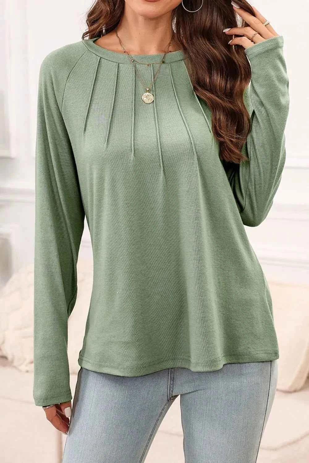 Texture Round Neck Long Sleeve T-Shirt c6f0ba60-75c1-41fb-833e-0192aa2fdffb-Max-Origin