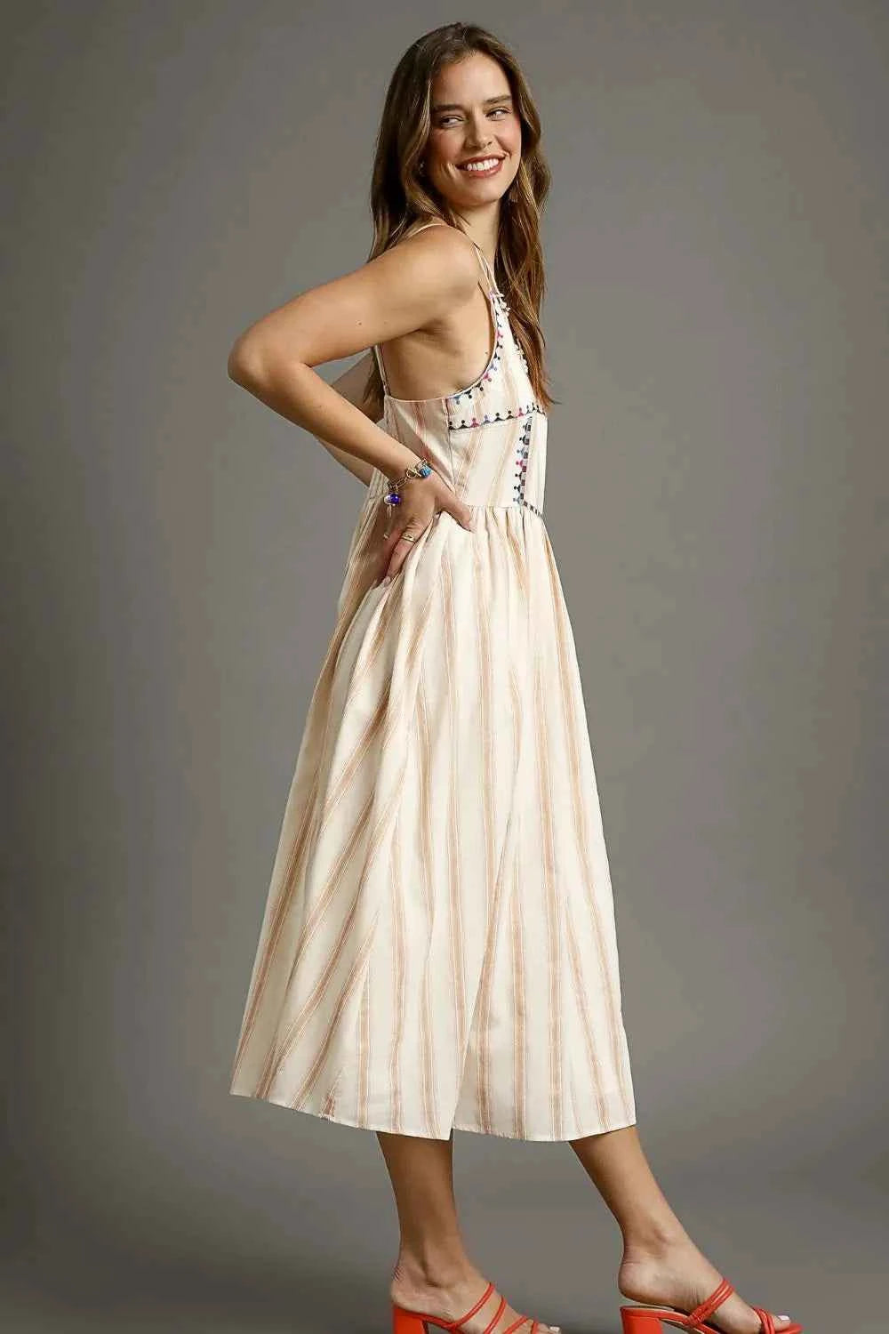 Umgee Striped Colorful Embroidered Trim Cami Dress c709b86a-32ae-4c78-94fa-bd0cd6baaf84-Max-Origin