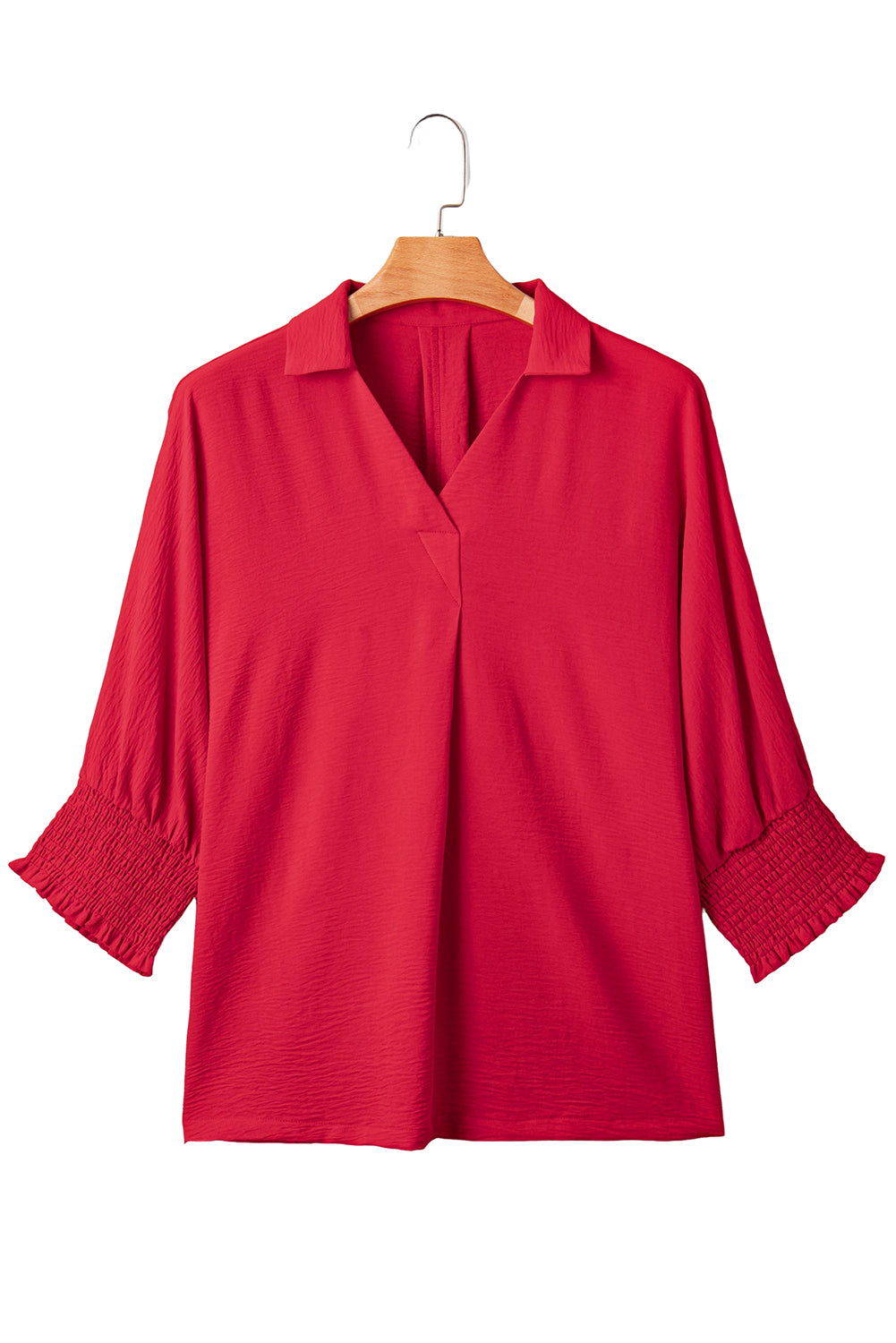 Fiery Red Plus Size Shirred Cuff Dolman Oversized Tunic Blouse c73a9637351b871e