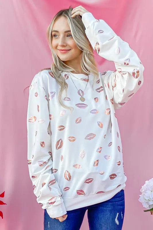 And The Why Kiss Pink Foil Allover Print Pullover Sweatshirts c745c3837d6d4373ac78ad851c08269e-Max-Origin