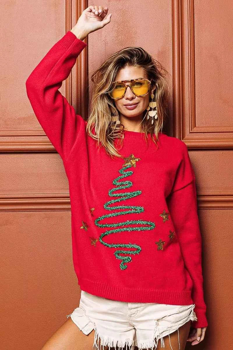 BiBi Sequin Star Tinsel Christmas Sweater c75197b97cd04d62bc8d1b9ffe0a6322-Max-Origin