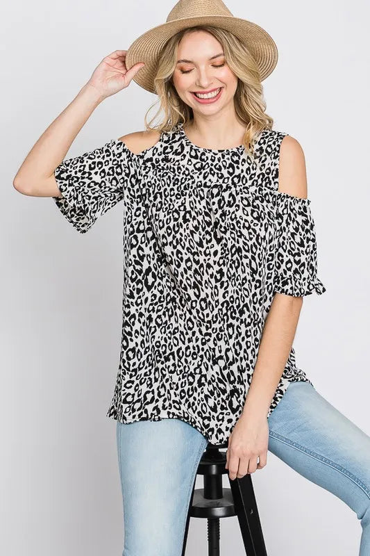 Heimish Full Size Leopard Round Neck Cold Shoulder T-Shirt Plus Size c75d4e0e-be11-4f73-aeec-1c0a067b5ede-Max