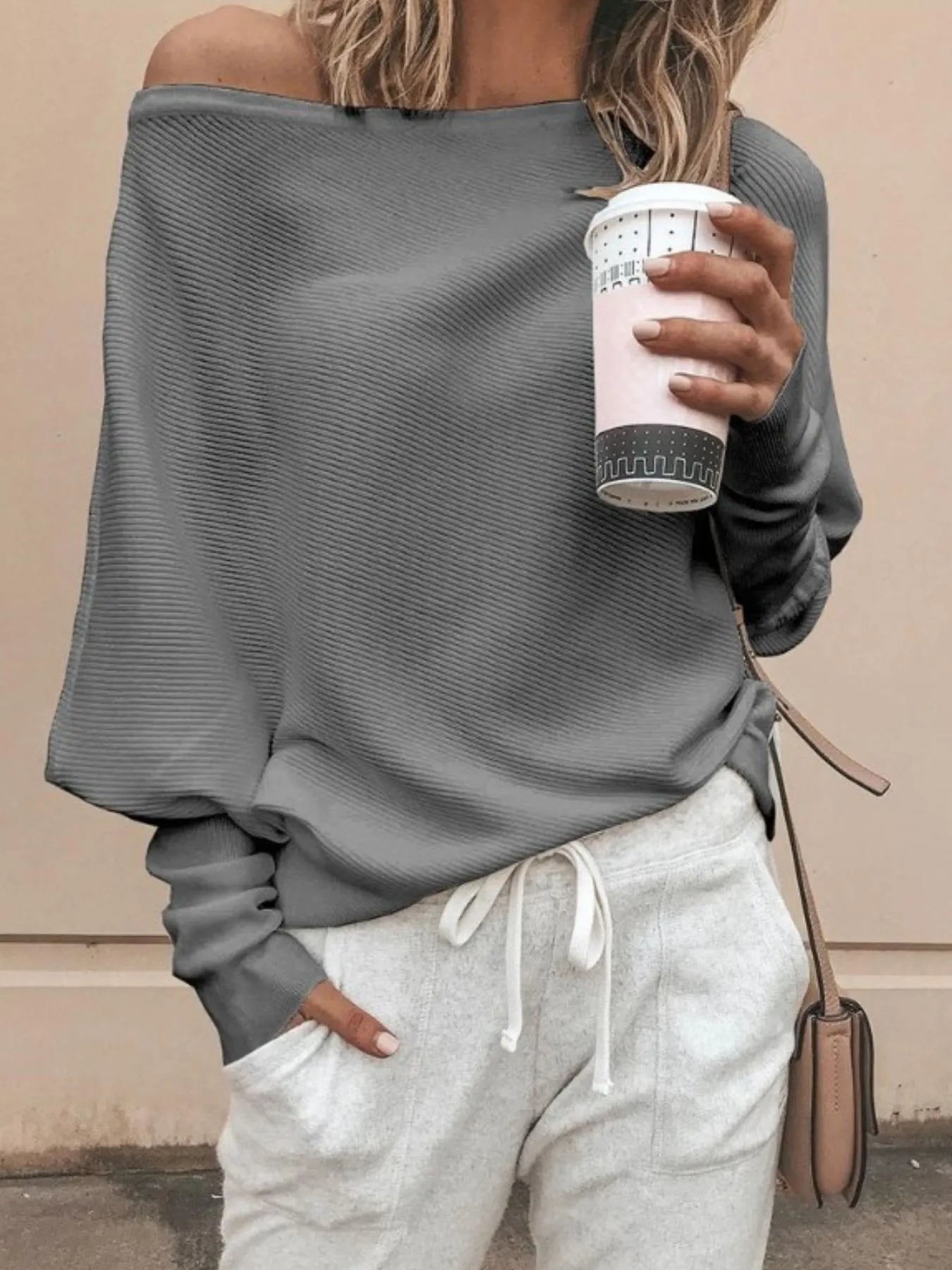 Full Size Single Shoulder Ribbed Knit Top Plus Size Grey c7aae6fa-09ac-4e79-af04-979489e0fdbb-Max-Origin