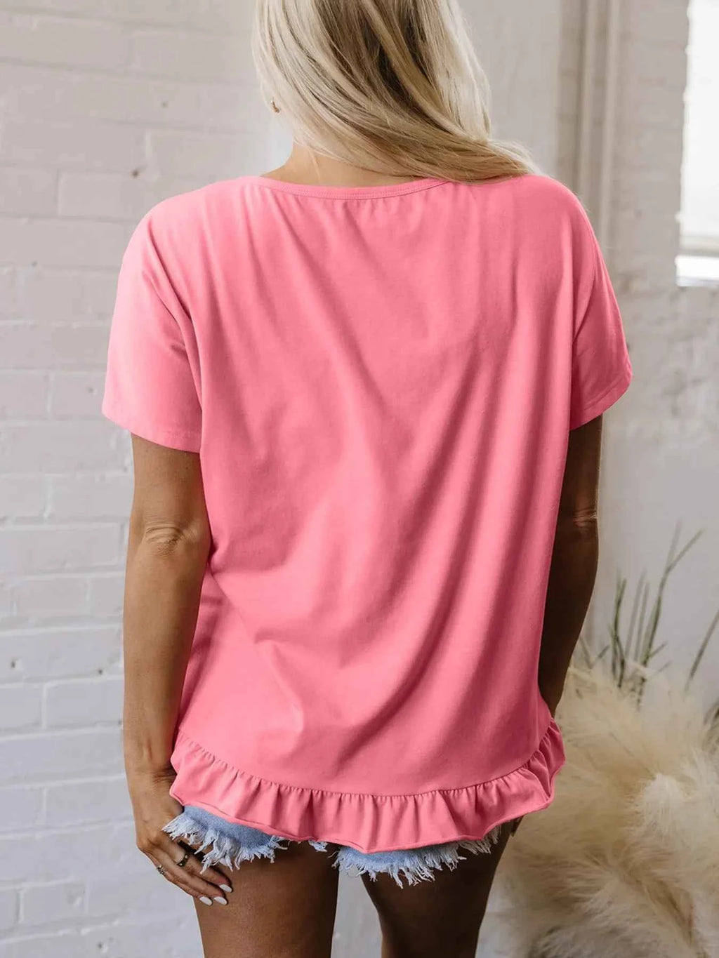 Ruffle Hem Round Neck Relaxed T-Shirt c7abce52-c898-4f8e-a0d0-b02539c6770c-Max-Origin