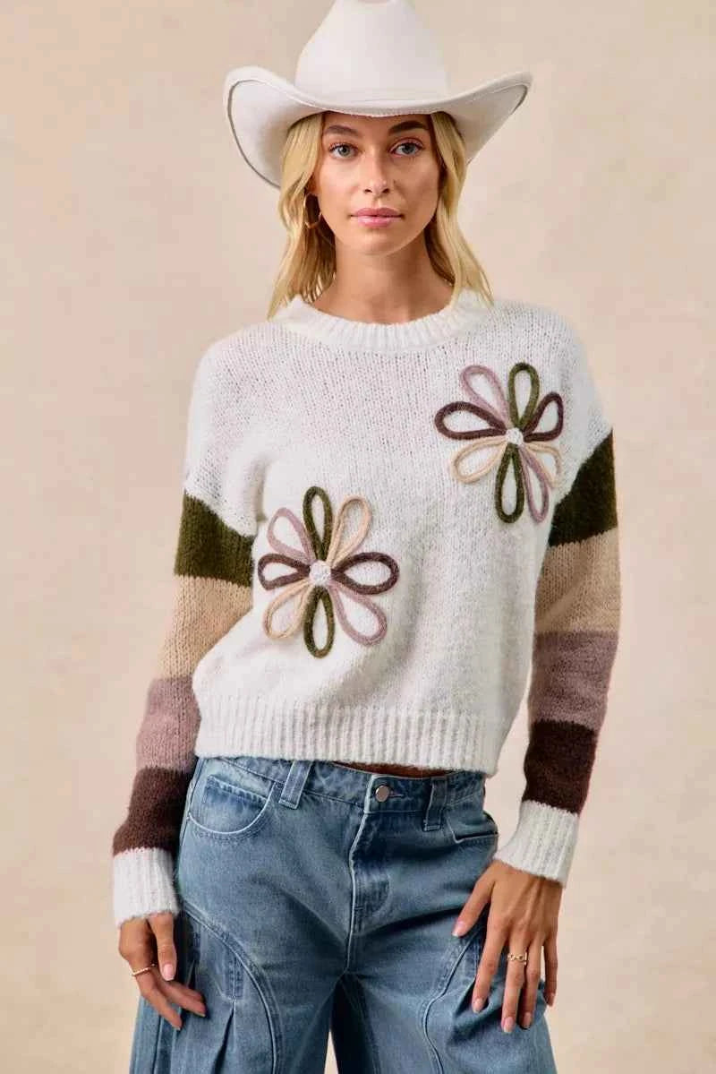 BiBi Flower Color Block Sweater c7d2d13d305f4966baf8cac2d06d4f19-Max-Origin