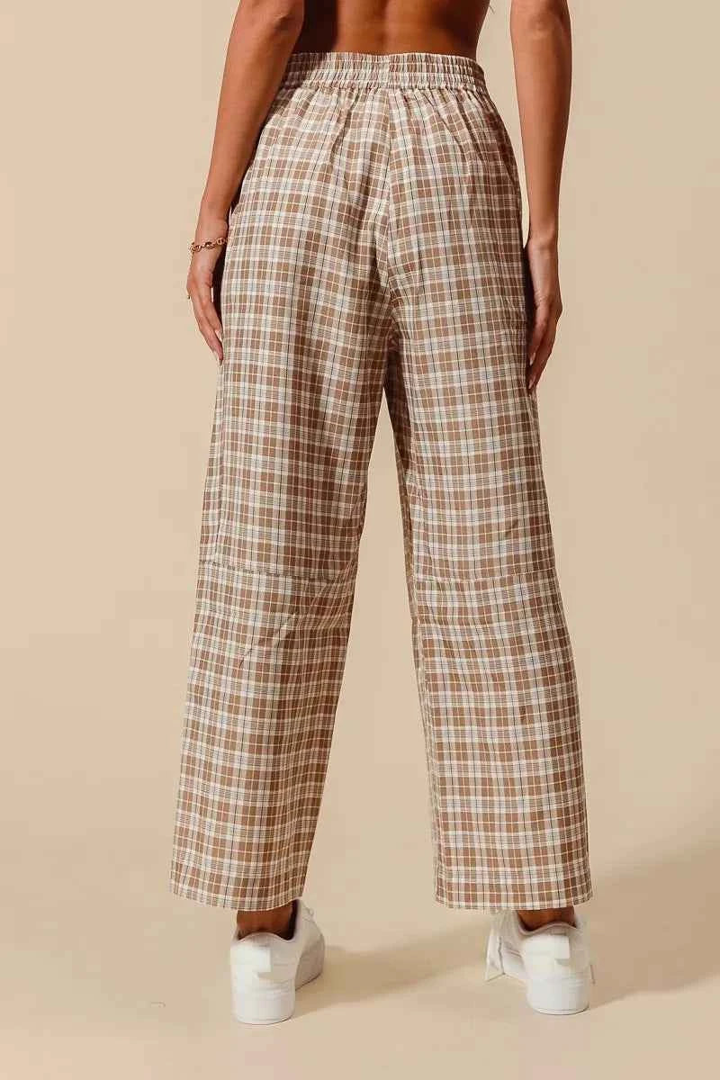 SO ME Check Plaid Wide Leg Pants with Big Patch Pockets c83f0fd48a654017829074cc80dfc0d3-Max-Origin