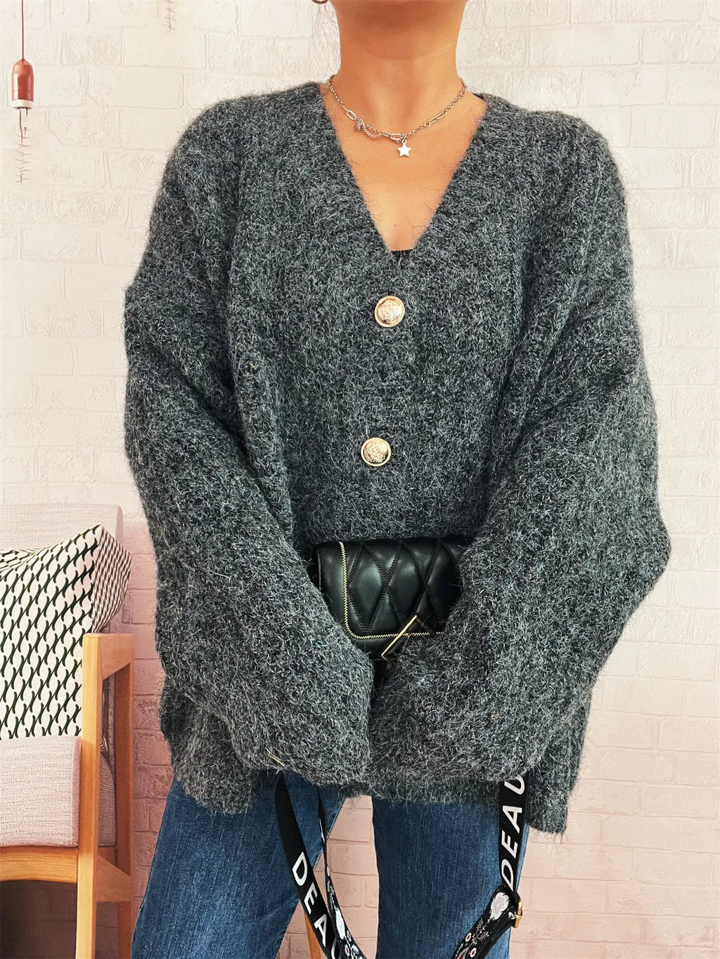 Cable Knit Button-Up Cardigan c84486d4000d4ff2837d1a554ad1eada-Max-Origin