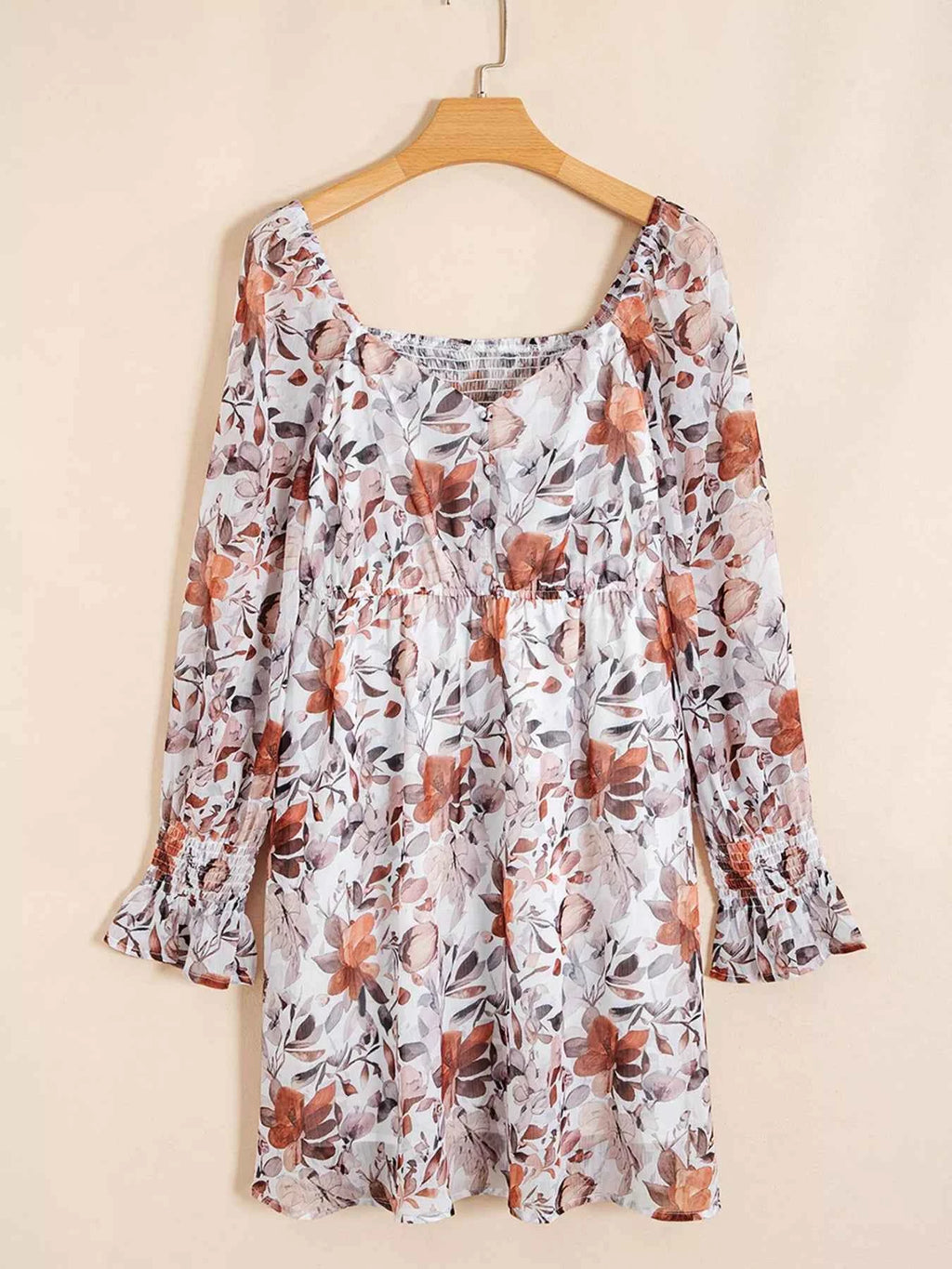 Floral Print Sweetheart Neck Long Sleeve High Waist Mini Dress c84b131c4bdc48f4a9c7b38c47204333-Max-Origin