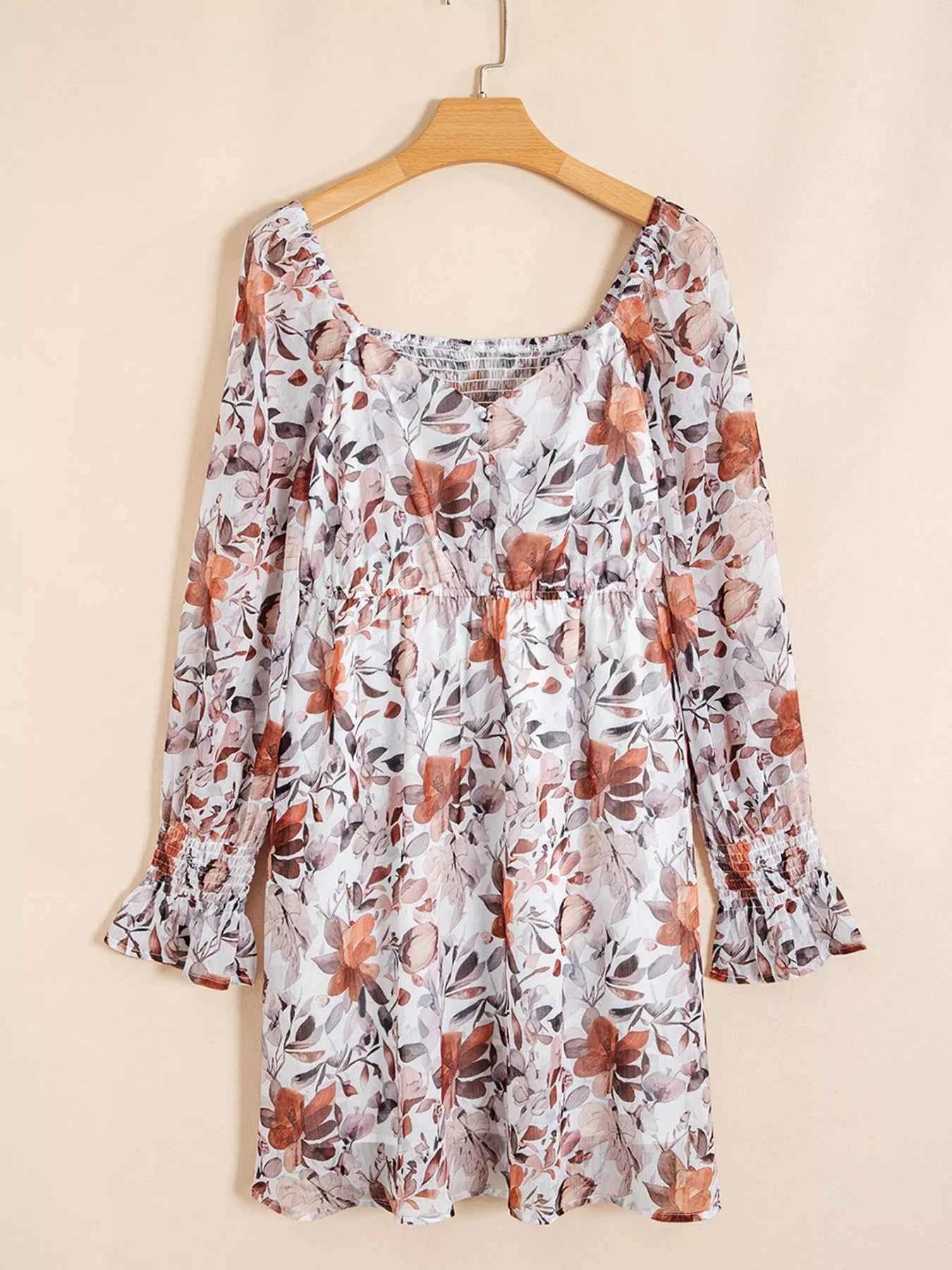 Floral Print Sweetheart Neck Long Sleeve High Waist Mini Dress c84b131c4bdc48f4a9c7b38c47204333-Max-Origin