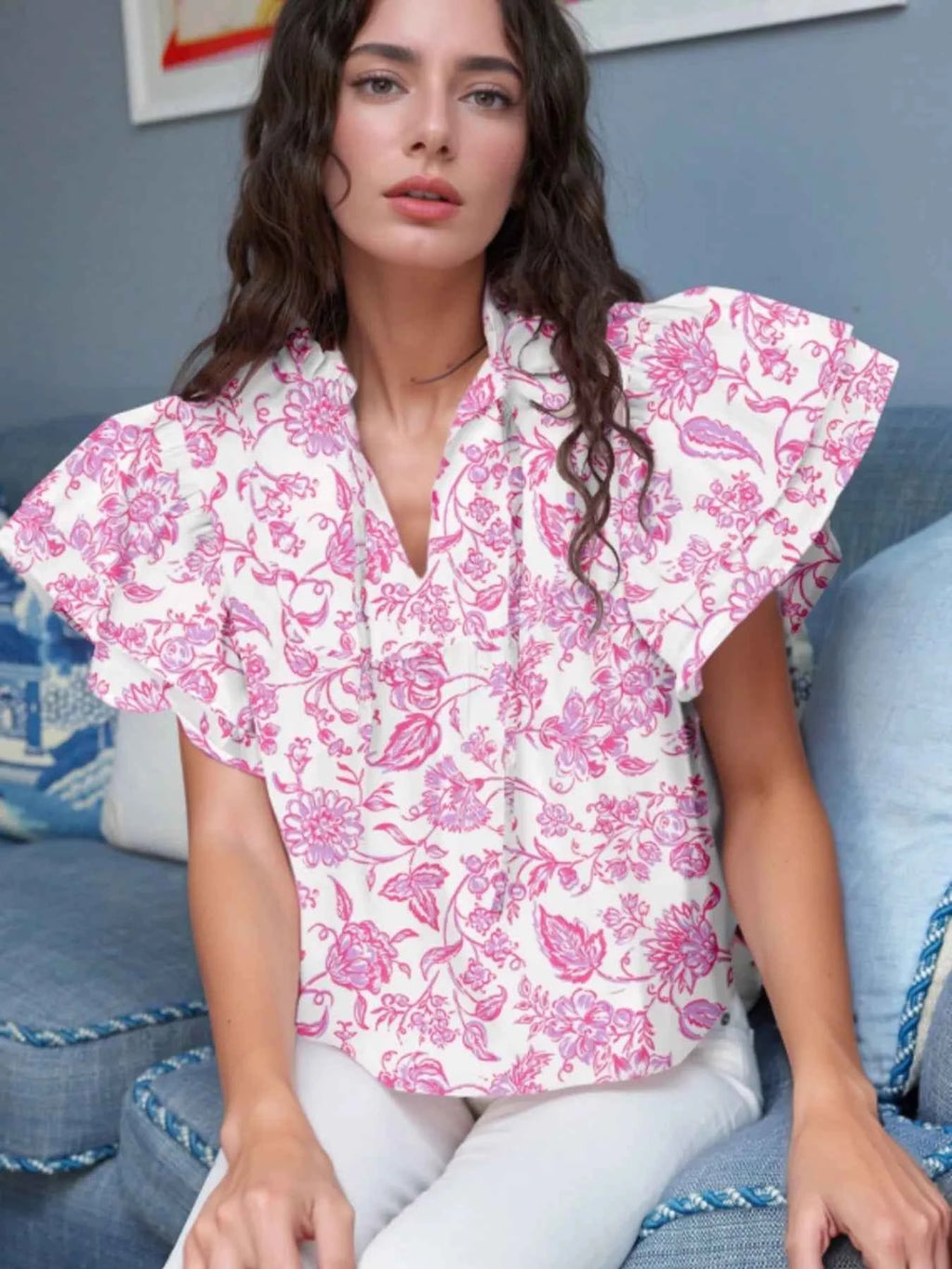 Floral Butterfly Sleeve Blouse Blush Pink c87494b72a8e4d7b8c4e366dd5a7f781-Max-Origin