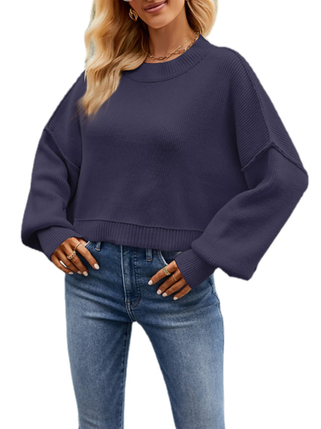 Round Neck Long Sleeve Sweater c896b3148d5541a29f8ef44e4eb49393-Max-Origin
