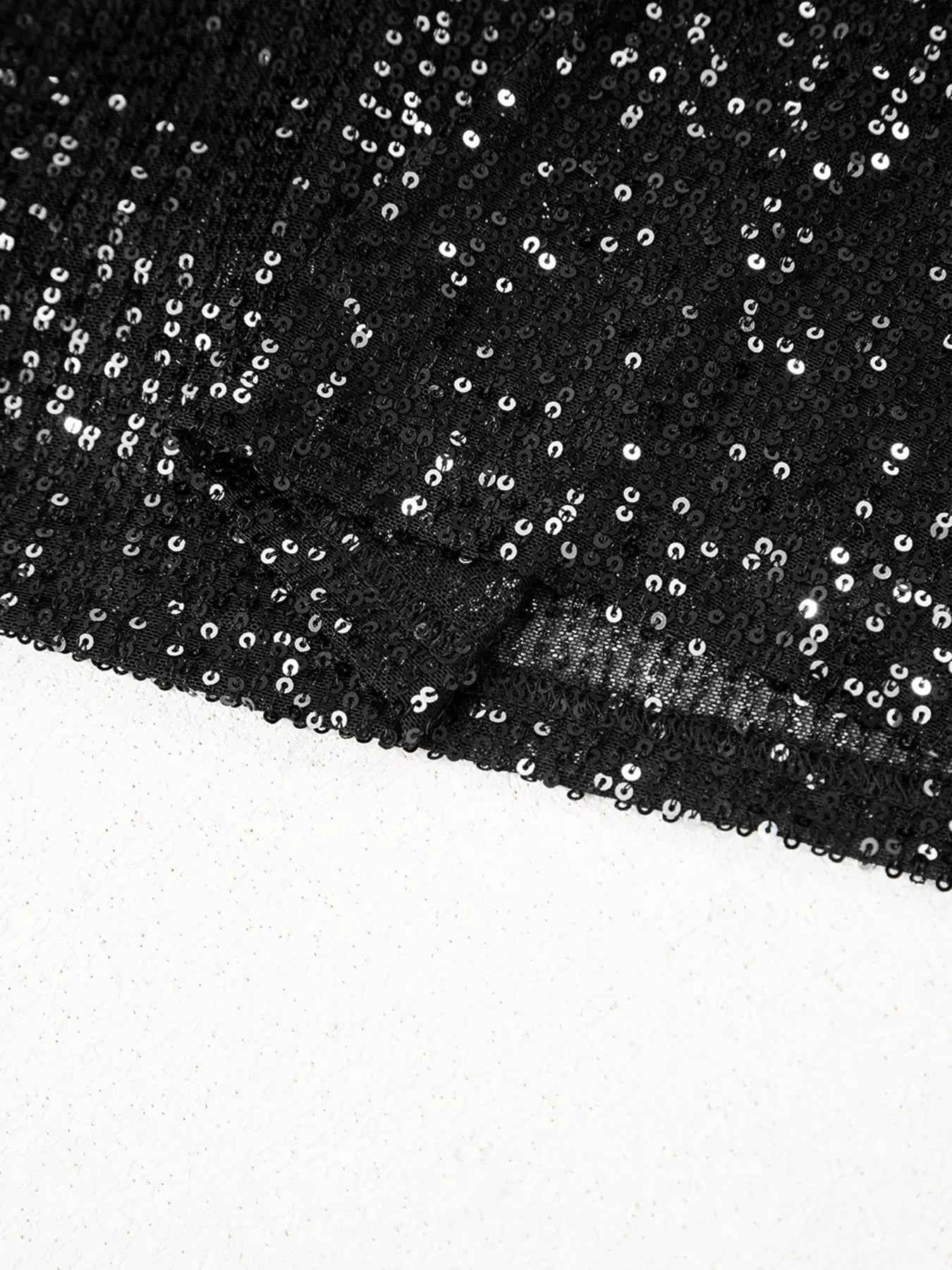 Sequin Mock Neck Drape Open Back Bell Sleeve Top c8c9dbd57c9c4450af9156bfbe5cc58c-Max-Origin