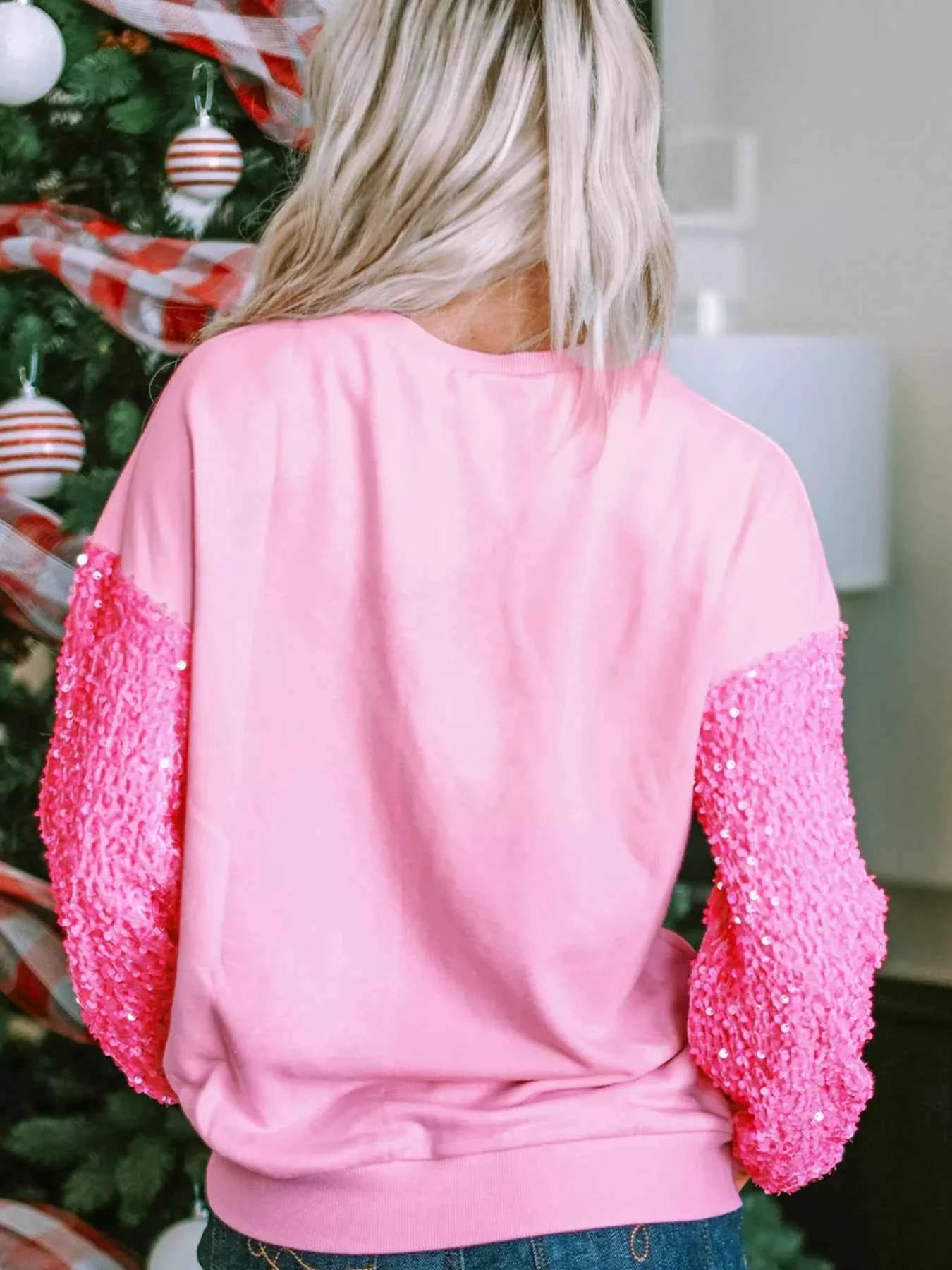 Holly Jolly Sequin Letter Drop Shoulder Long Sleeve Top c8f892f9dc364c9285c985ed7a0f3320-Max-Origin