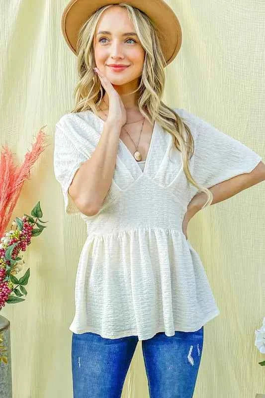 And The Why Textured and Soft V Neck Casual Top c9b1259e9ce144feb28cc4465c5a37f1-Max-Origin